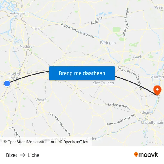 Bizet to Lixhe map