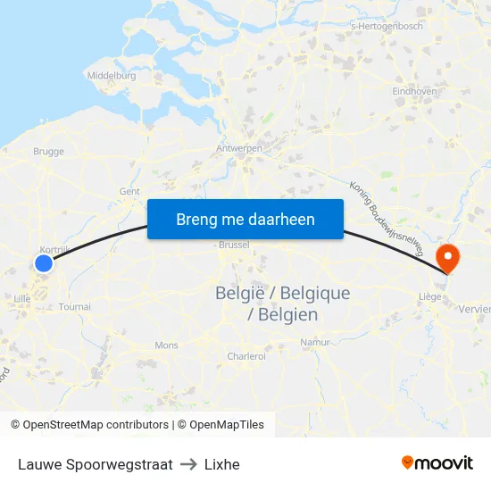 Lauwe Spoorwegstraat to Lixhe map