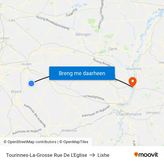Tourinnes-La-Grosse Rue De L'Eglise to Lixhe map