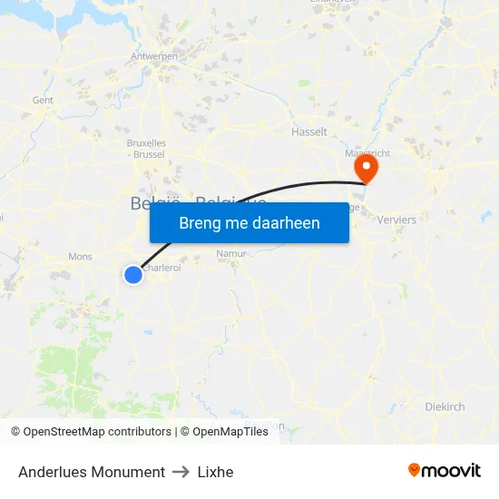 Anderlues Monument to Lixhe map