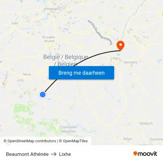 Beaumont Athénée to Lixhe map