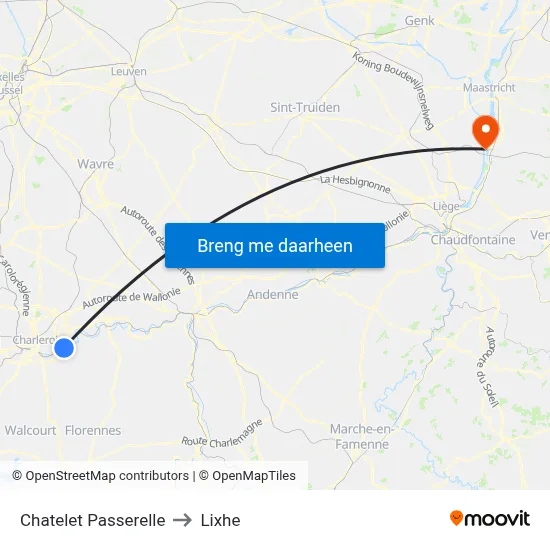 Chatelet Passerelle to Lixhe map
