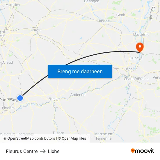 Fleurus Centre to Lixhe map