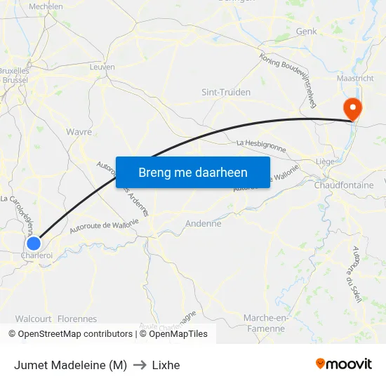 Jumet Madeleine (M) to Lixhe map