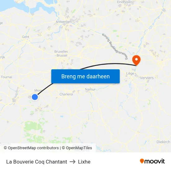 La Bouverie Coq Chantant to Lixhe map