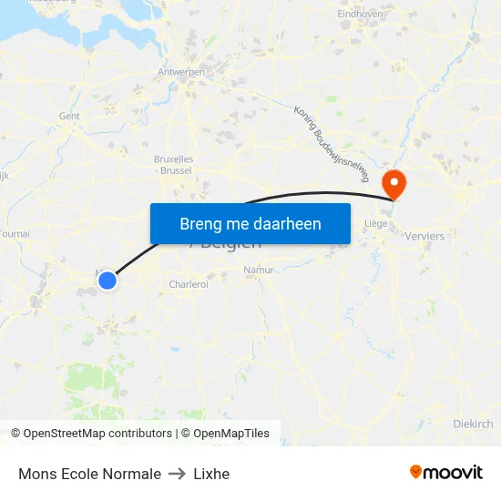 Mons Ecole Normale to Lixhe map