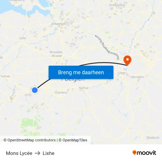 Mons Lycée to Lixhe map