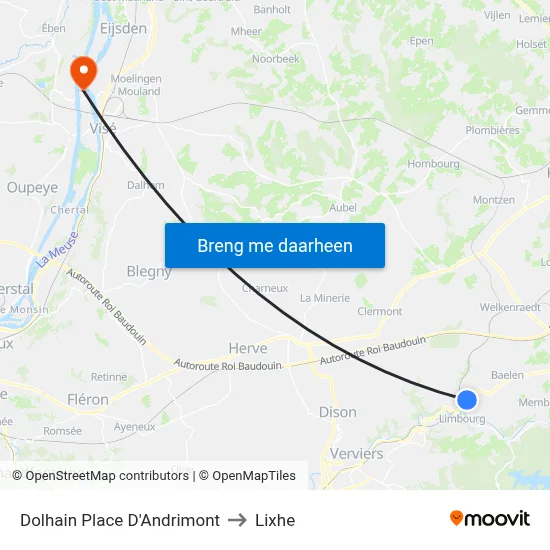Dolhain Place D'Andrimont to Lixhe map