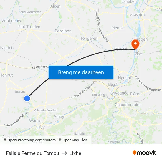 Fallais Ferme du Tombu to Lixhe map