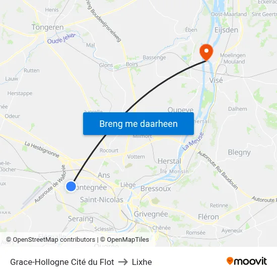 Grace-Hollogne Cité du Flot to Lixhe map