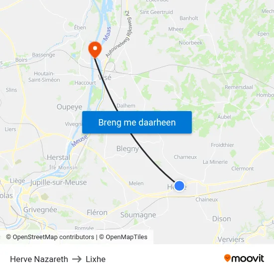 Herve Nazareth to Lixhe map