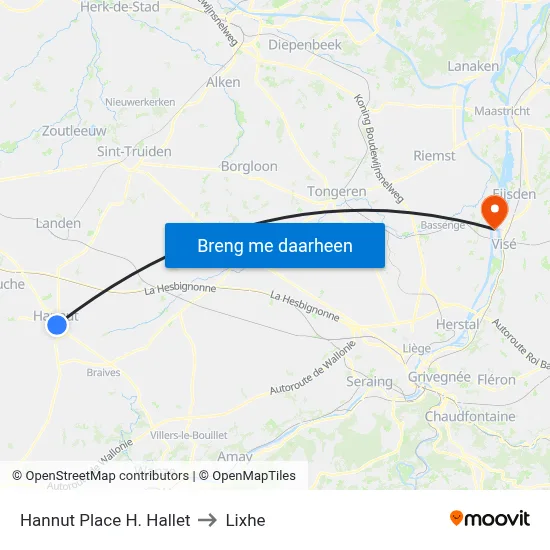 Hannut Place H. Hallet to Lixhe map