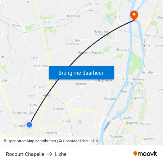 Rocourt Chapelle to Lixhe map