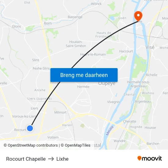 Rocourt Chapelle to Lixhe map