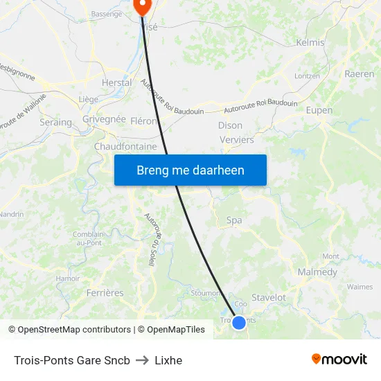 Trois-Ponts Gare Sncb to Lixhe map