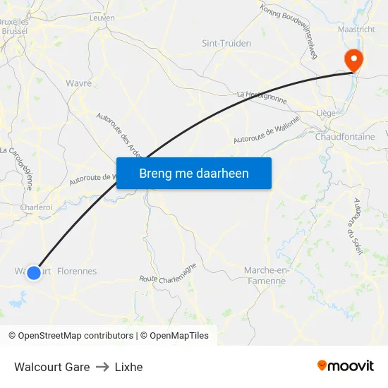Walcourt Gare to Lixhe map