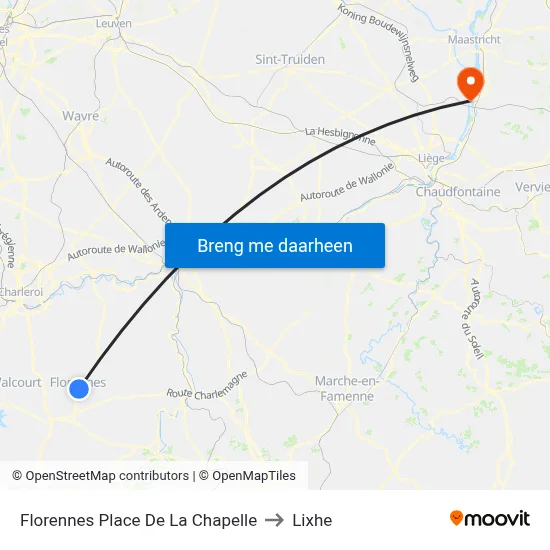 Florennes Place De La Chapelle to Lixhe map