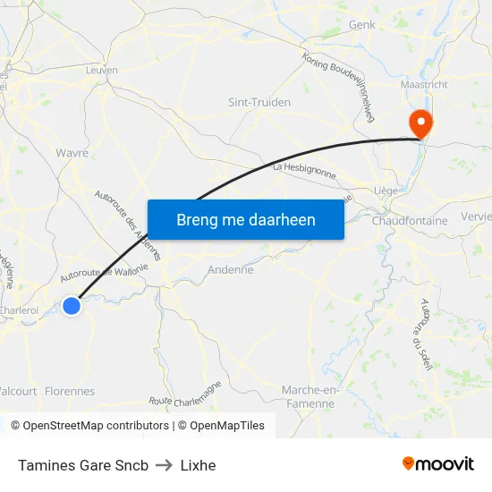 Tamines Gare Sncb to Lixhe map