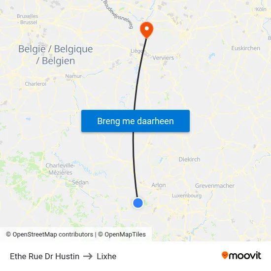 Ethe Rue Dr Hustin to Lixhe map