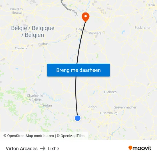 Virton Arcades to Lixhe map