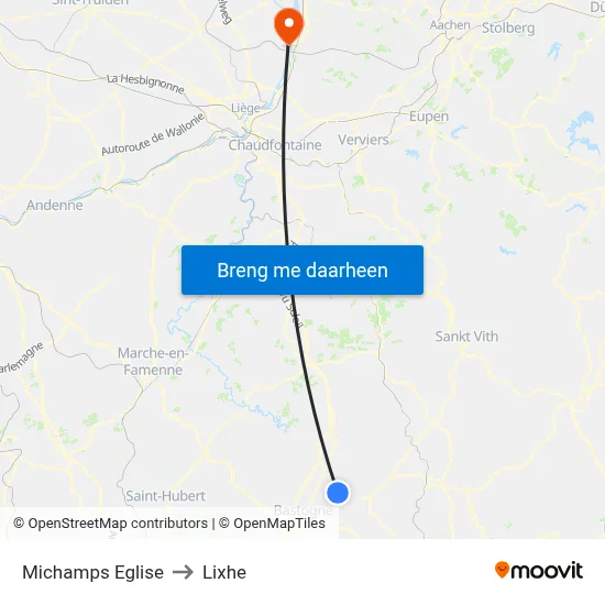 Michamps Eglise to Lixhe map