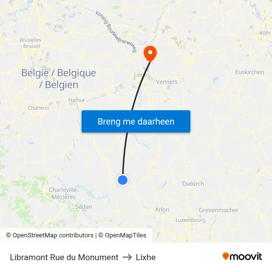 Libramont Rue du Monument to Lixhe map
