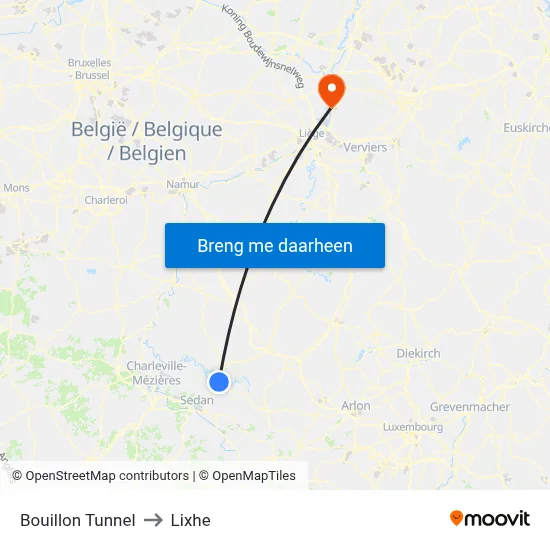 Bouillon Tunnel to Lixhe map