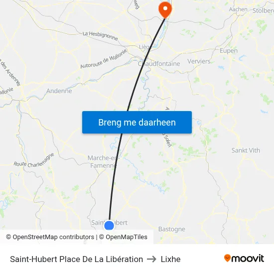 Saint-Hubert Place De La Libération to Lixhe map