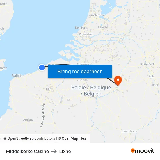 Middelkerke Casino to Lixhe map