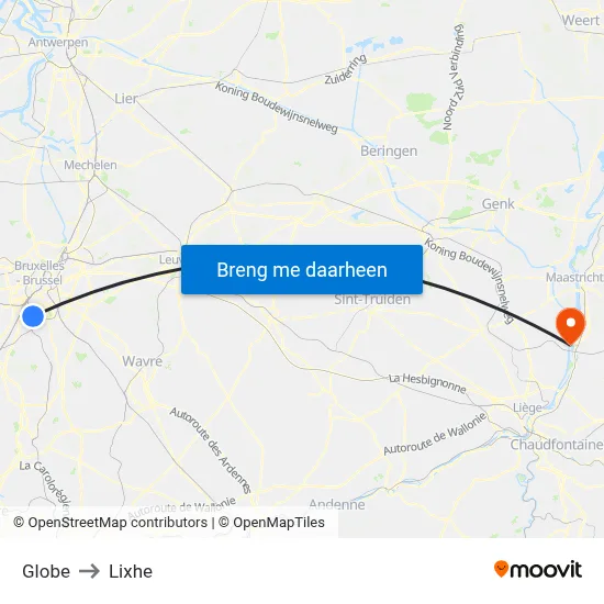 Globe to Lixhe map