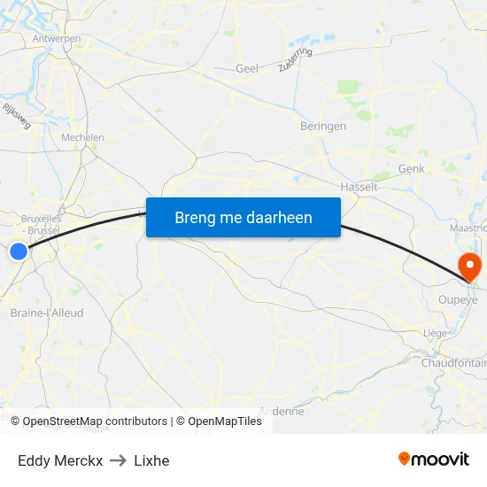 Eddy Merckx to Lixhe map