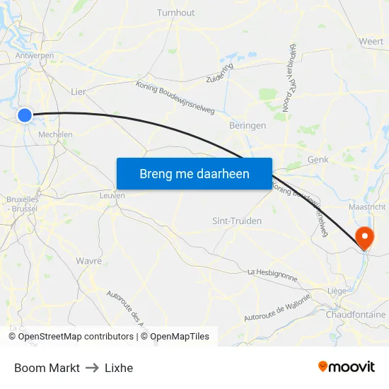 Boom Markt to Lixhe map