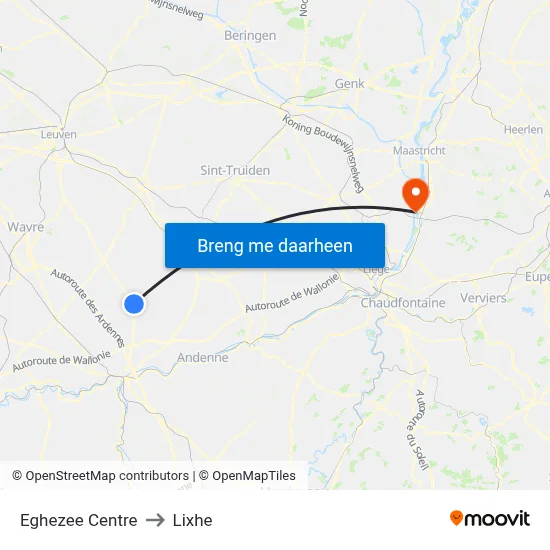 Eghezee Centre to Lixhe map