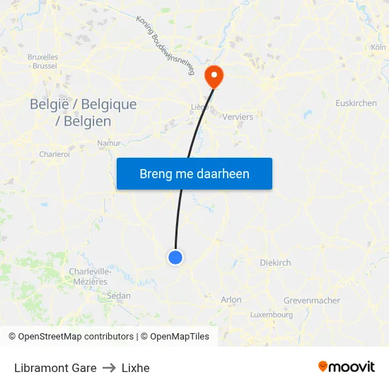Libramont Gare to Lixhe map