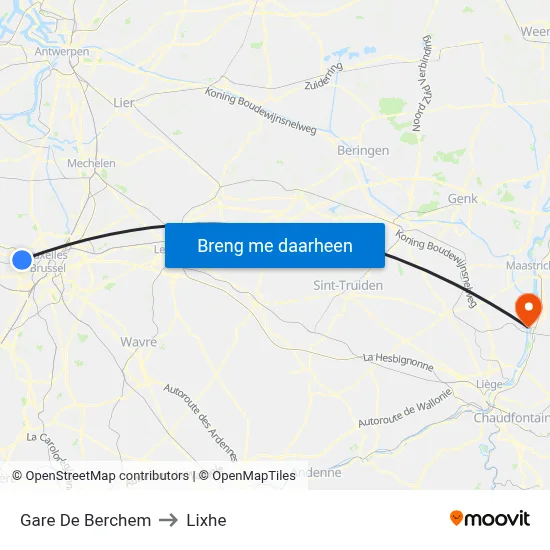 Gare De Berchem to Lixhe map