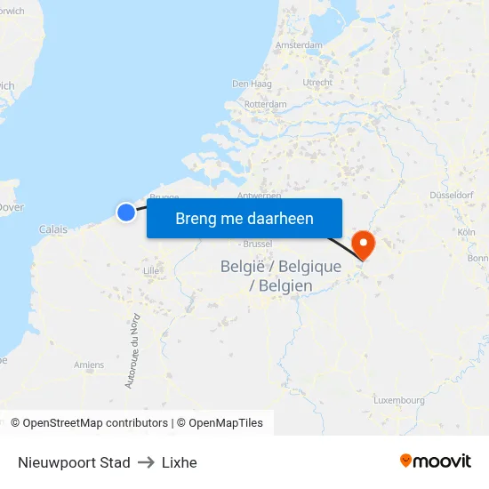 Nieuwpoort Stad to Lixhe map