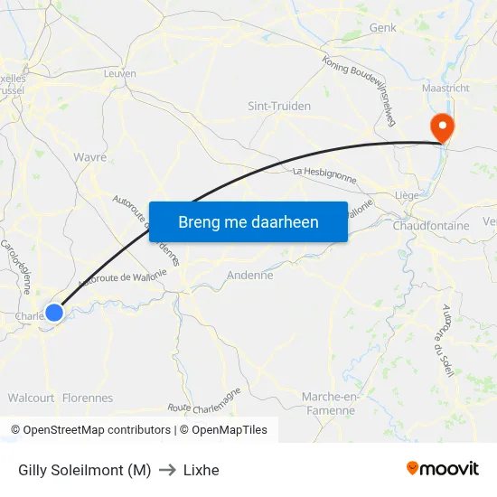 Gilly Soleilmont (M) to Lixhe map