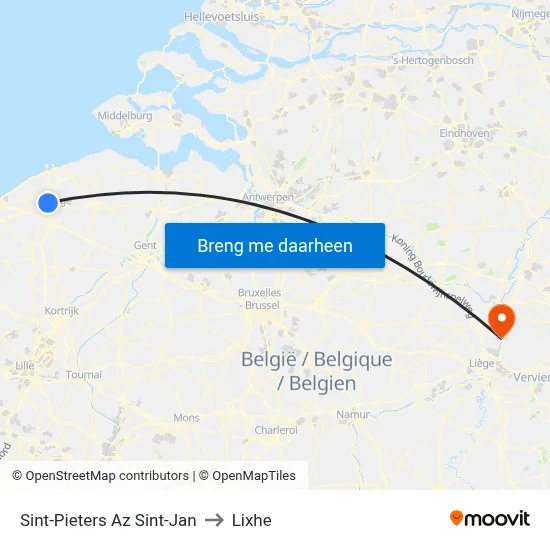 Sint-Pieters Az Sint-Jan to Lixhe map