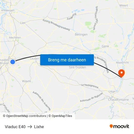 Viaduc E40 to Lixhe map