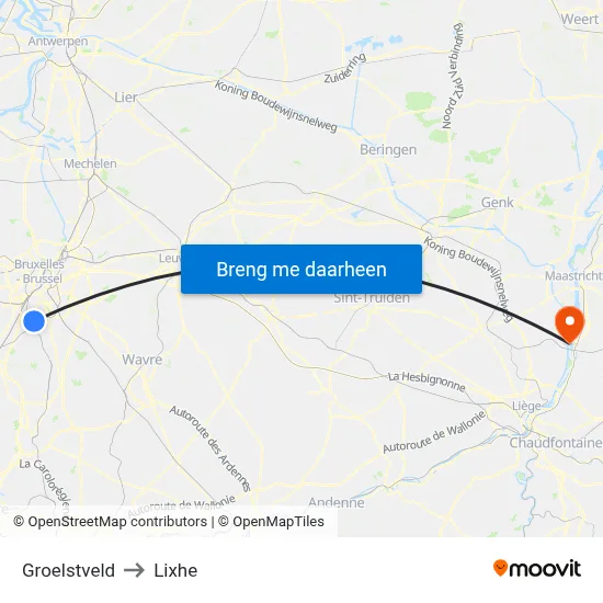 Groelstveld to Lixhe map