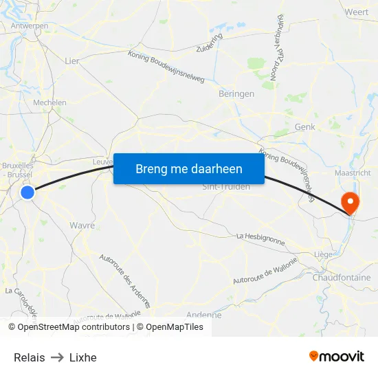 Relais to Lixhe map