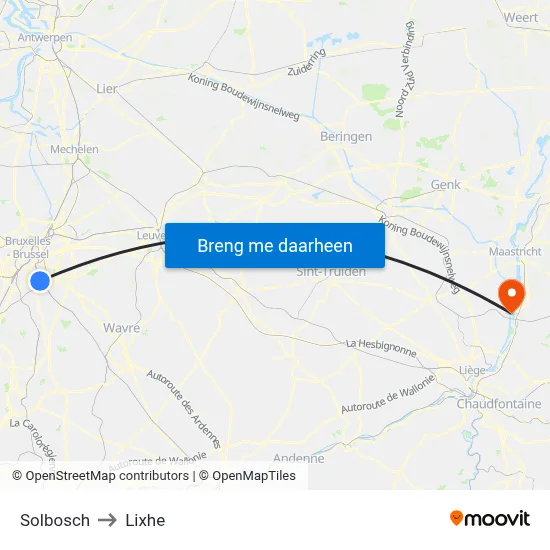 Solbosch to Lixhe map