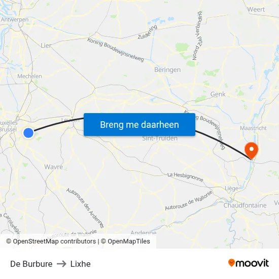 De Burbure to Lixhe map