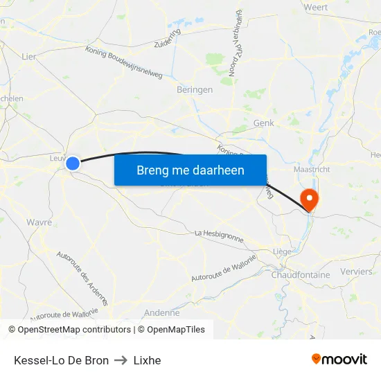 Kessel-Lo De Bron to Lixhe map