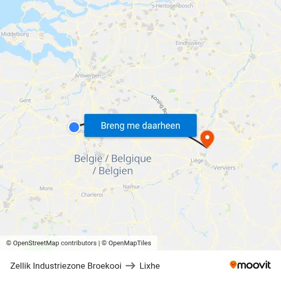 Zellik Industriezone Broekooi to Lixhe map