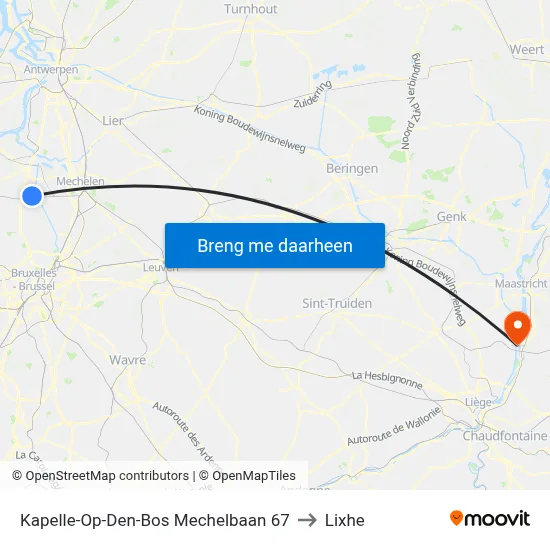 Kapelle-Op-Den-Bos Mechelbaan 67 to Lixhe map