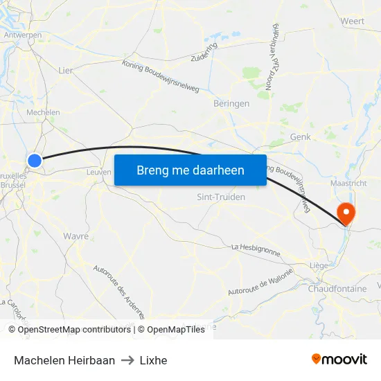 Machelen Heirbaan to Lixhe map