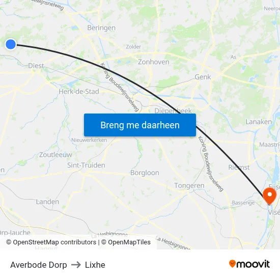 Averbode Dorp to Lixhe map