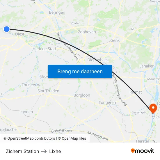Zichem Station to Lixhe map