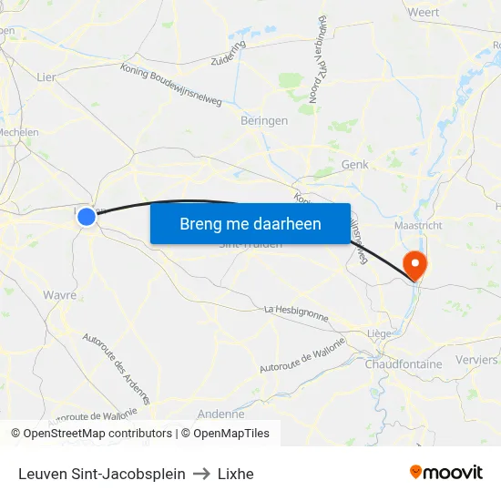 Leuven Sint-Jacobsplein to Lixhe map